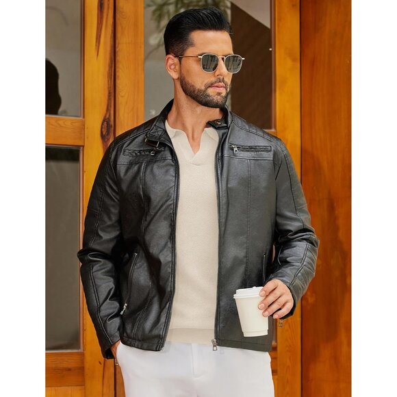 Men's Knit Polo Long Sleeve V-Neck Pullover Sweaters Collared Knitted Beige - Picture 5 of 6